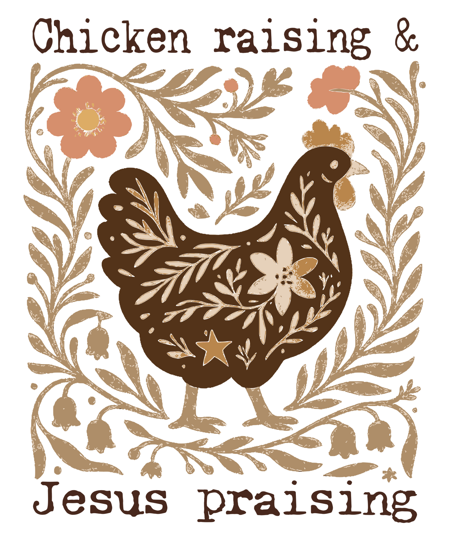 New Vintage Chicken Raising Jesus Praising Graphic Tee
