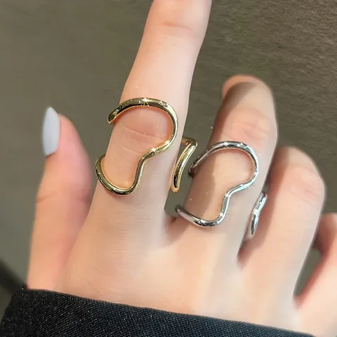 Fashion geometric silver plated plating women’s open ring