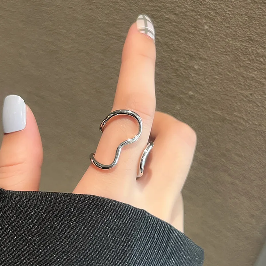 Fashion geometric silver plated plating women’s open ring