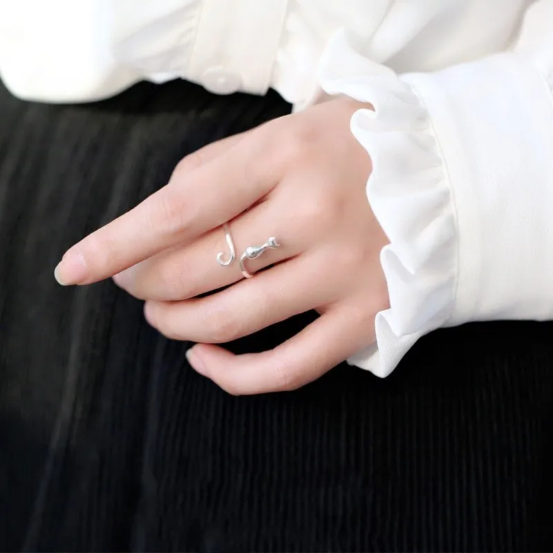 Cute Animal Cat Alloy Asymmetrical Plating Open Rings
