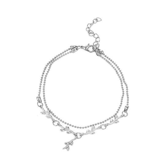 Foliage footwear simple double tassel women small leaf anklet
