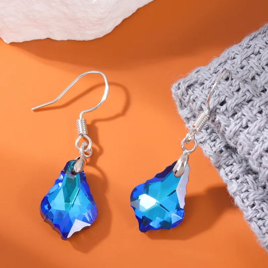 Sweet color block inlay alloy crystal drop earring