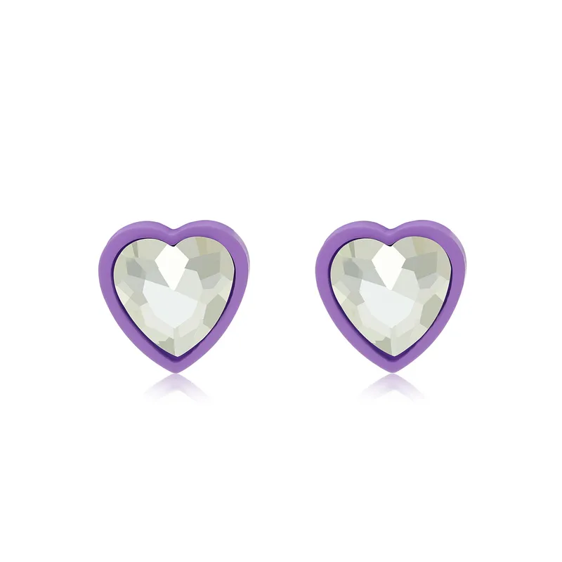 Heart Shape Inlay Arylic Artificial Diamond Ear Studs