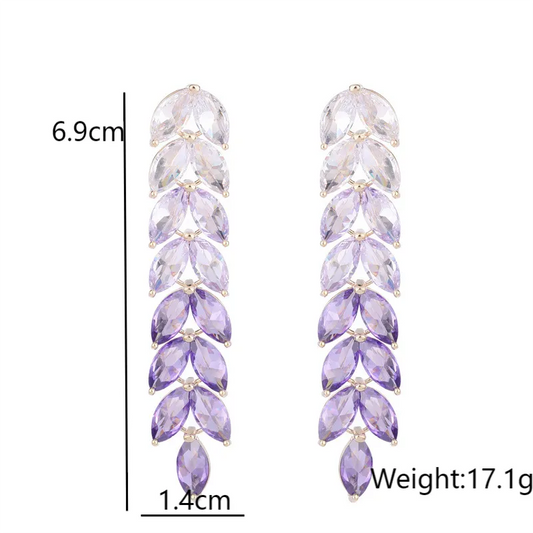 Retro Grain Inlay Alloy Rhinestones Drop Earrings