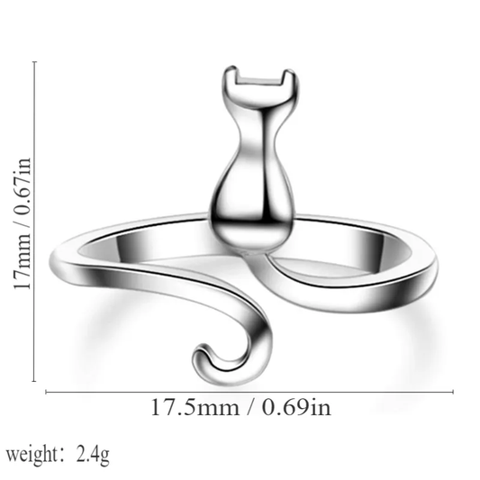 Cute Animal Cat Alloy Asymmetrical Plating Open Rings