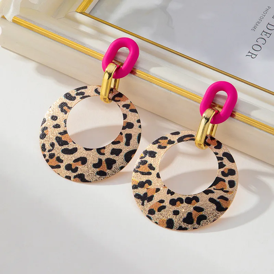 Vintage Style Exaggerated Leopard Arylic Iron Drop Earrings