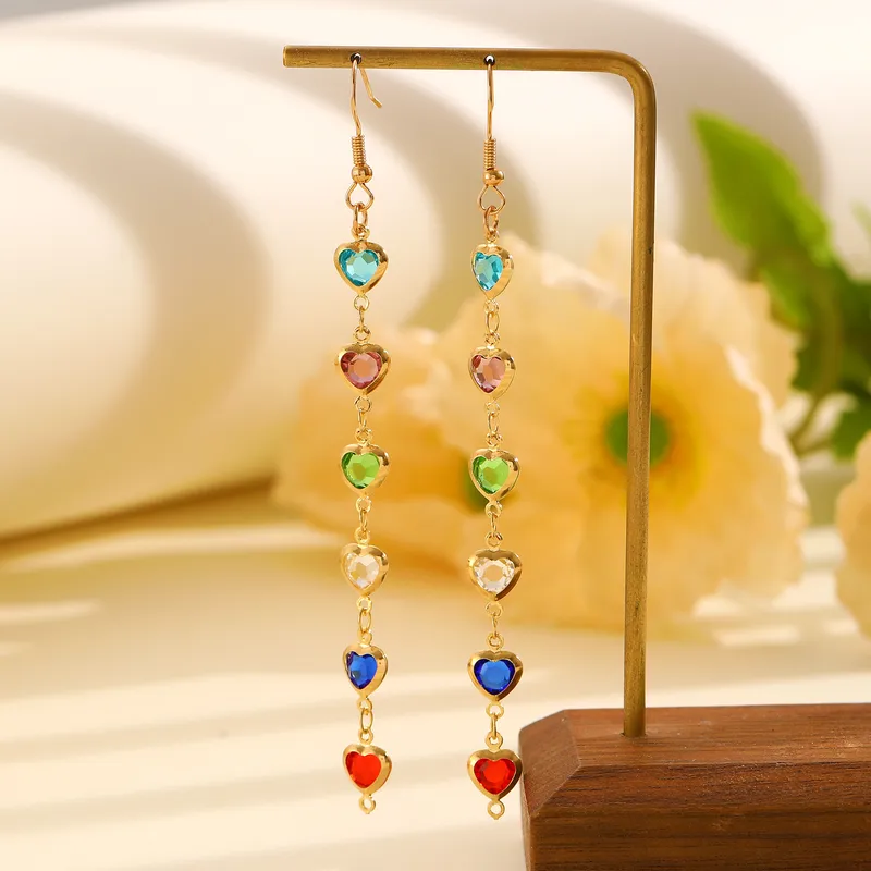 Elegant Heart Shape Plating Copper Drop Earrings