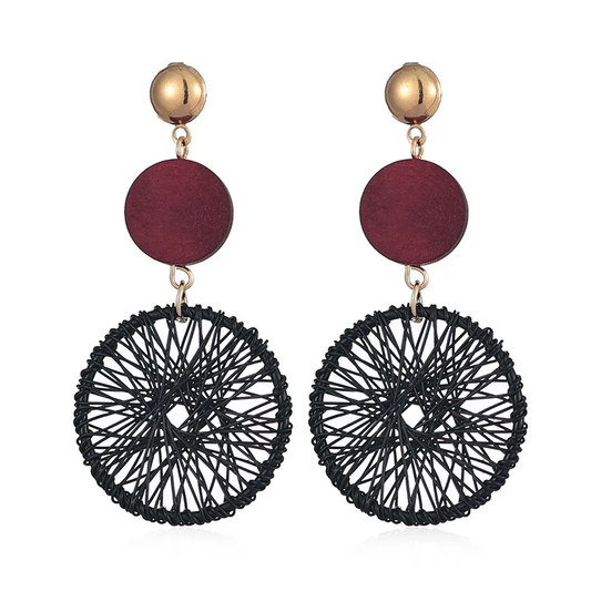 Fashion Geometric Wood Hollow Out Drop Earrings