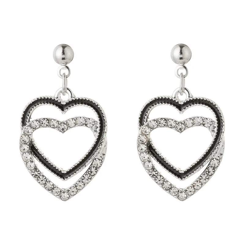 Simple Style Heart Shape Plating Inlay Alloy Artificial Gemstones Drop Earrings