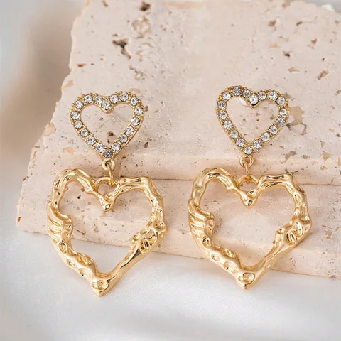 Heart Shape Alloy Zircon Drop Earrings