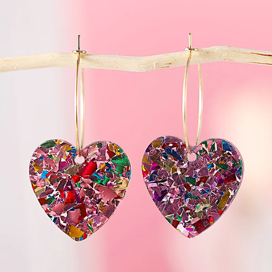 Cute Retro Sweet Heart Shape Arylic Earrings