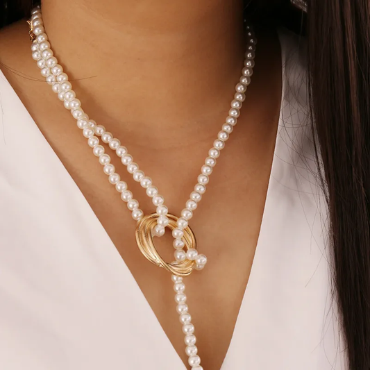 Simple Style Round Artificial Pearl Alloy Beaded Women's Bracelets and Necklace