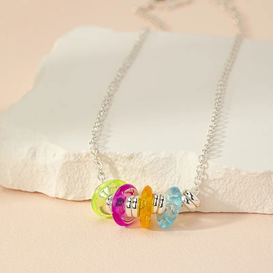 Princess Cute Sweet Geometric Arylic Iron  Pendant Necklace