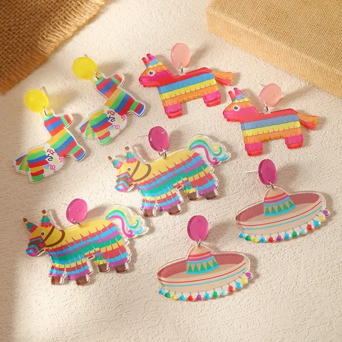 Hawaiian Vacation Animal Tassel Arylic Drop Earrings