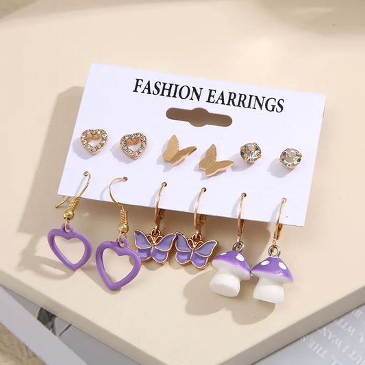 Simple style heart shape plating zinc alloy gold plated drop earring