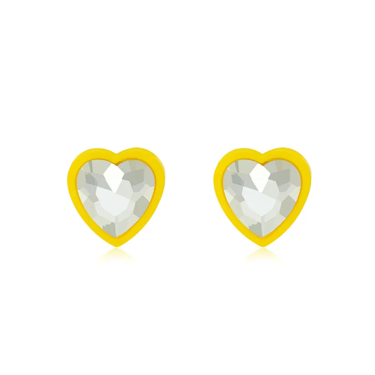 Heart Shape Inlay Arylic Artificial Diamond Ear Studs