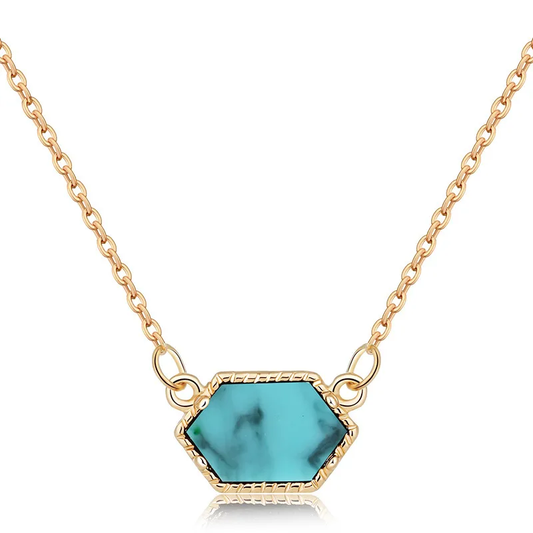 Crystal cluster turquoise diamond pendent necklace