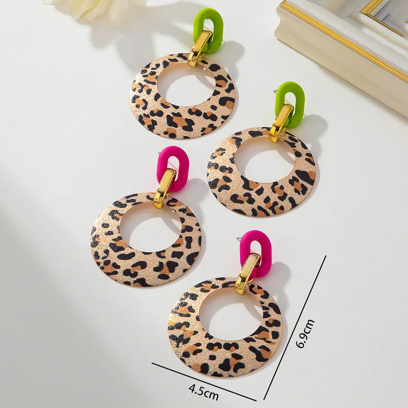 Vintage Style Exaggerated Leopard Arylic Iron Drop Earrings