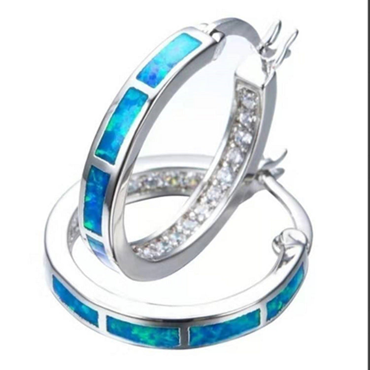 Commute Circle Enamel Inlay Alloy Rhinestones Earrings