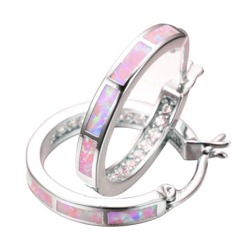 Commute Circle Enamel Inlay Alloy Rhinestones Earrings