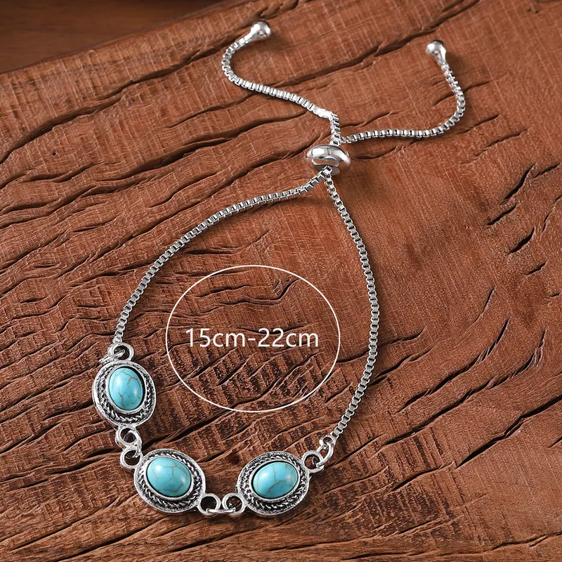 Retro Ethnic Style Oval Alloy Box Chain Chain & Link Bracelets