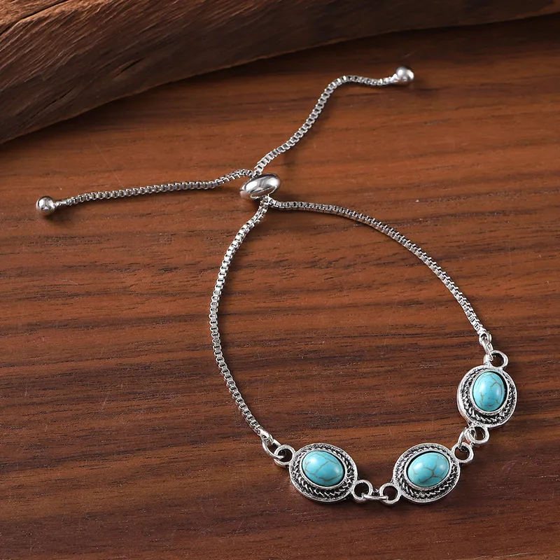 Retro Ethnic Style Oval Alloy Box Chain Chain & Link Bracelets