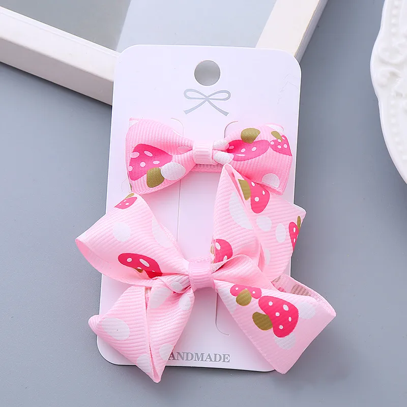 Girl's Sweet Cherry Strawberry Bow Knot Cloth Hair Clip