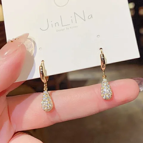 Style Water Droplets Alloy Inlay Rhinestones Women's Earrings