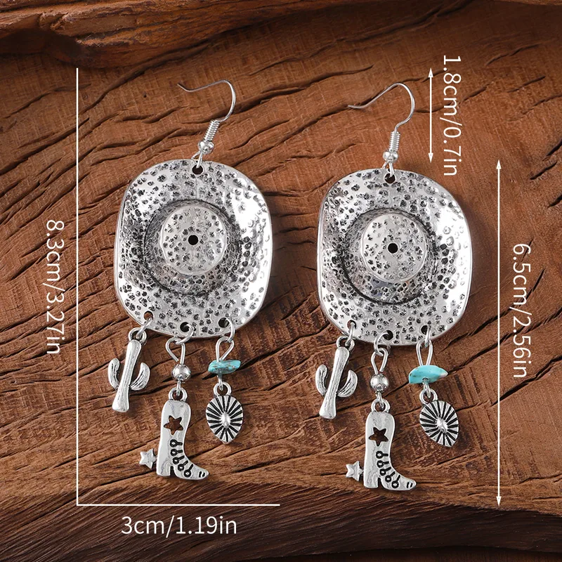 Retro Cactus Boots Alloy Drop Earrings