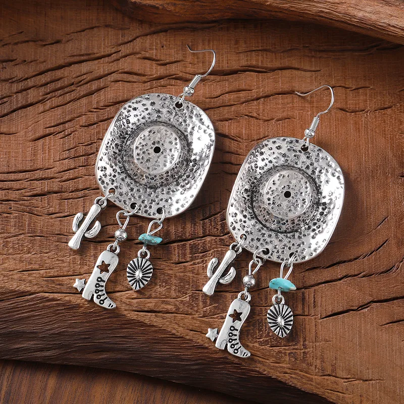 Retro Cactus Boots Alloy Drop Earrings