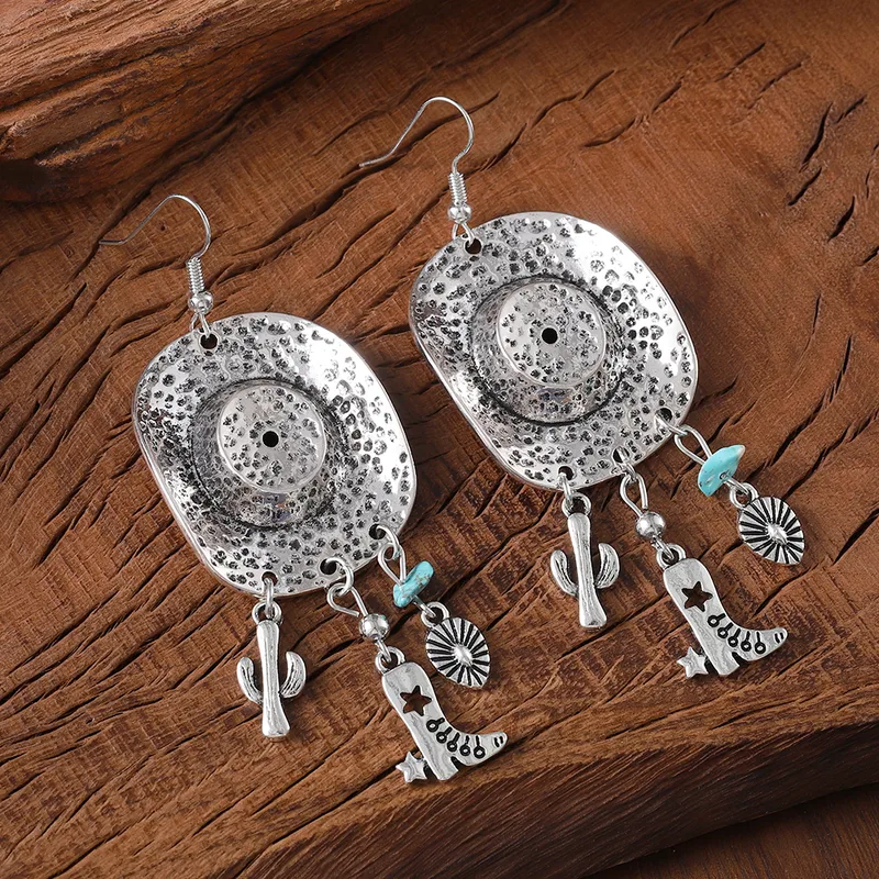 Retro Cactus Boots Alloy Drop Earrings