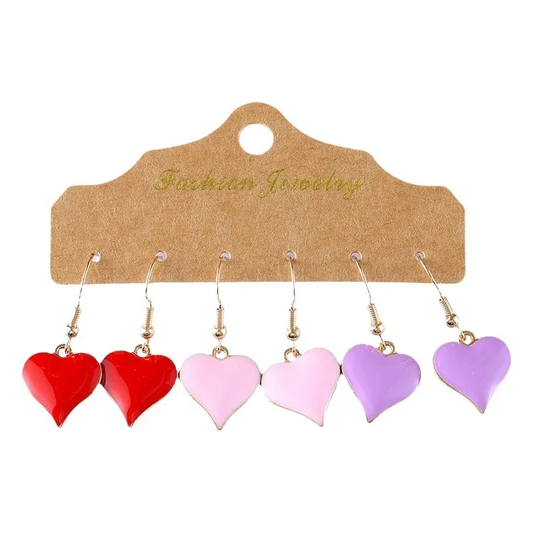 Fashionable Minimalist Multi-Color Heart Shaped Earrings Set Alloy Peach Heart Pendant Ear Jewelry Unisex Geometric Pattern