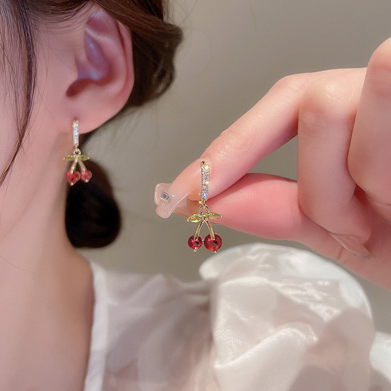 Roman Style Artistic British Style Cherry Alloy Earrings