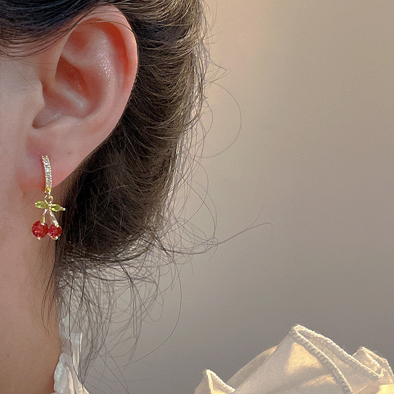 Roman Style Artistic British Style Cherry Alloy Earrings