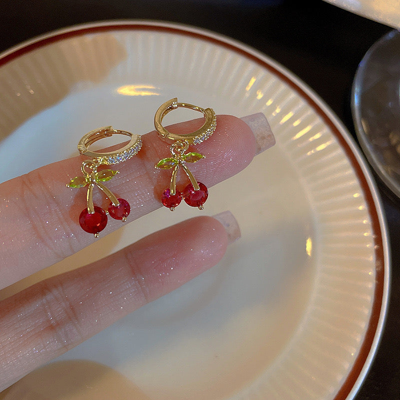 Roman Style Artistic British Style Cherry Alloy Earrings