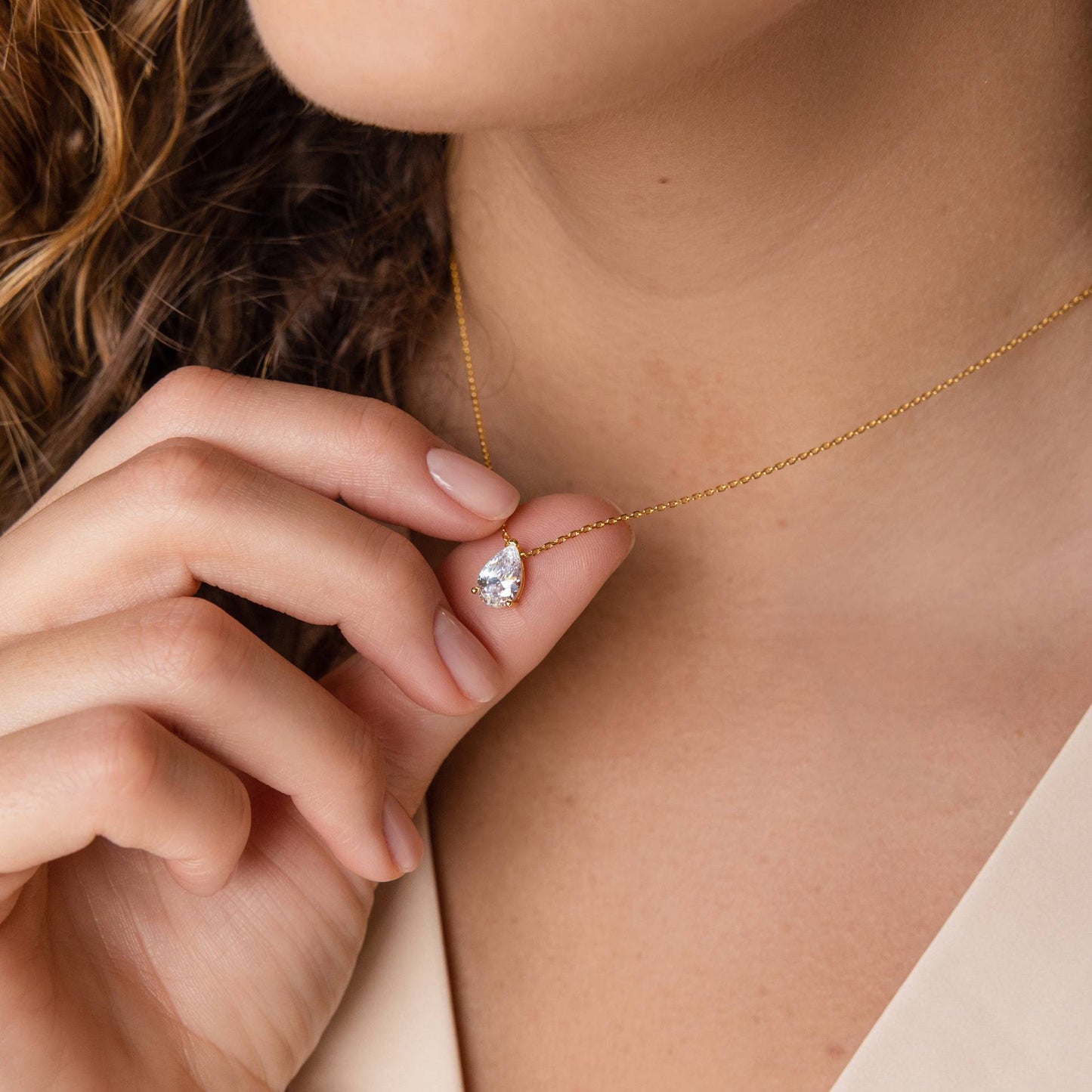 Water Drop Diamond Necklac Birthstone