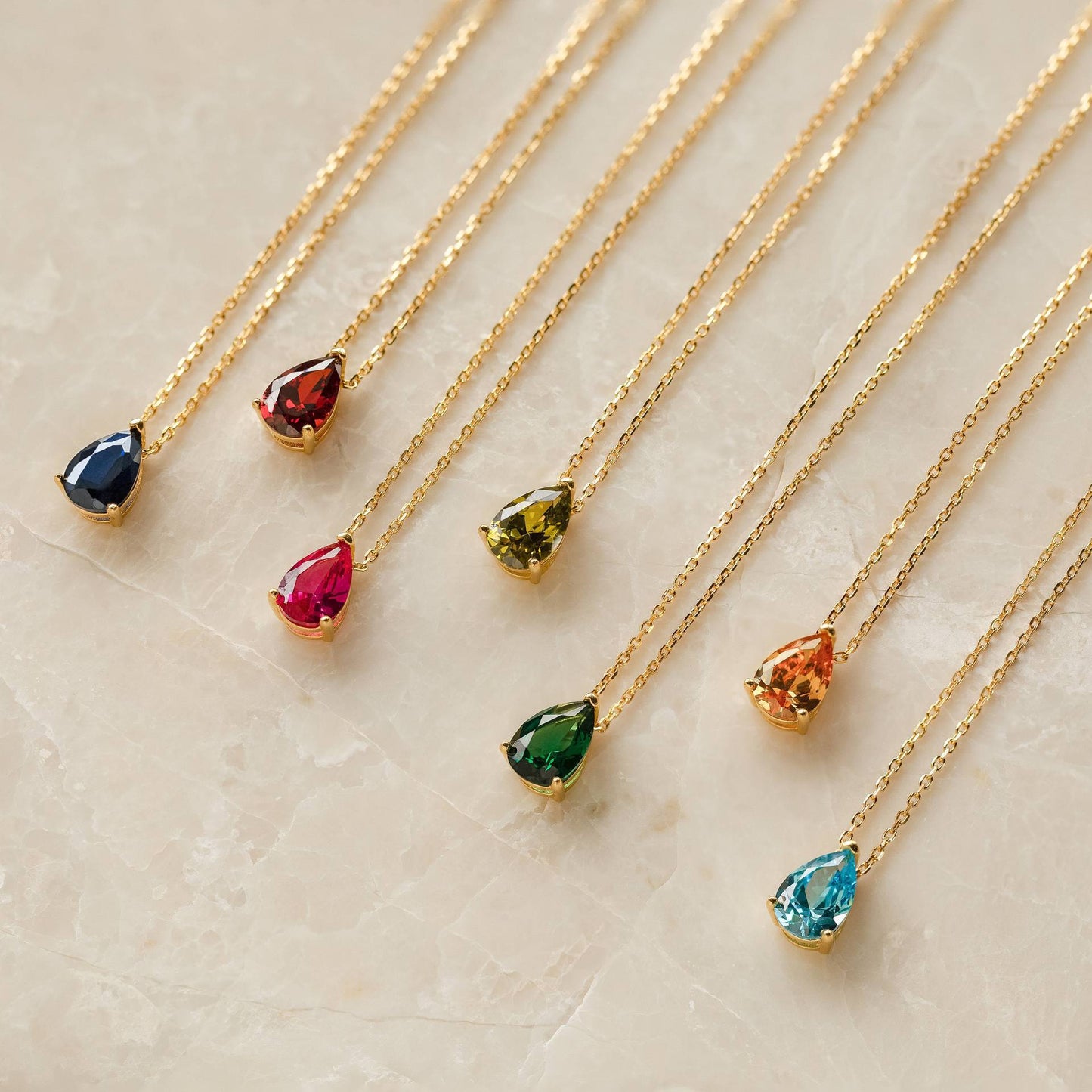 Water Drop Diamond Necklac Birthstone