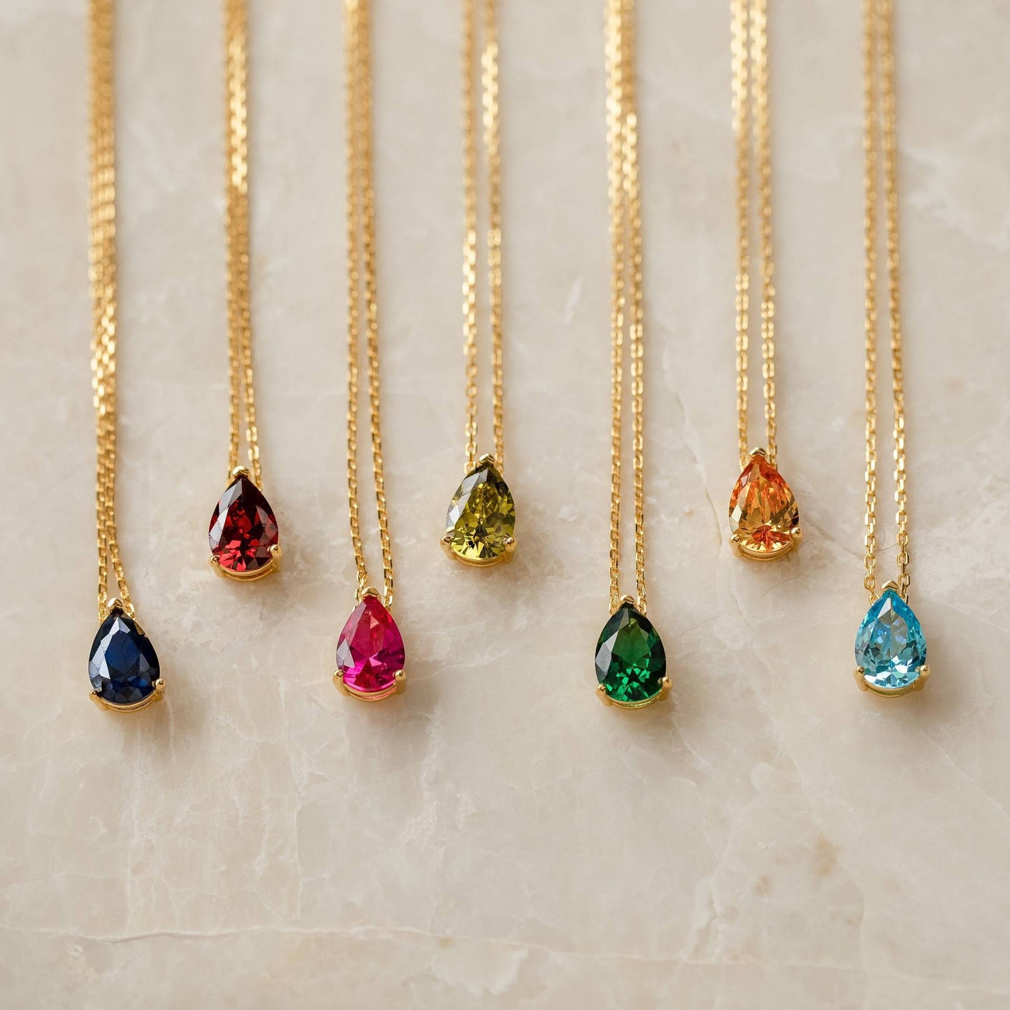 Water Drop Diamond Necklac Birthstone