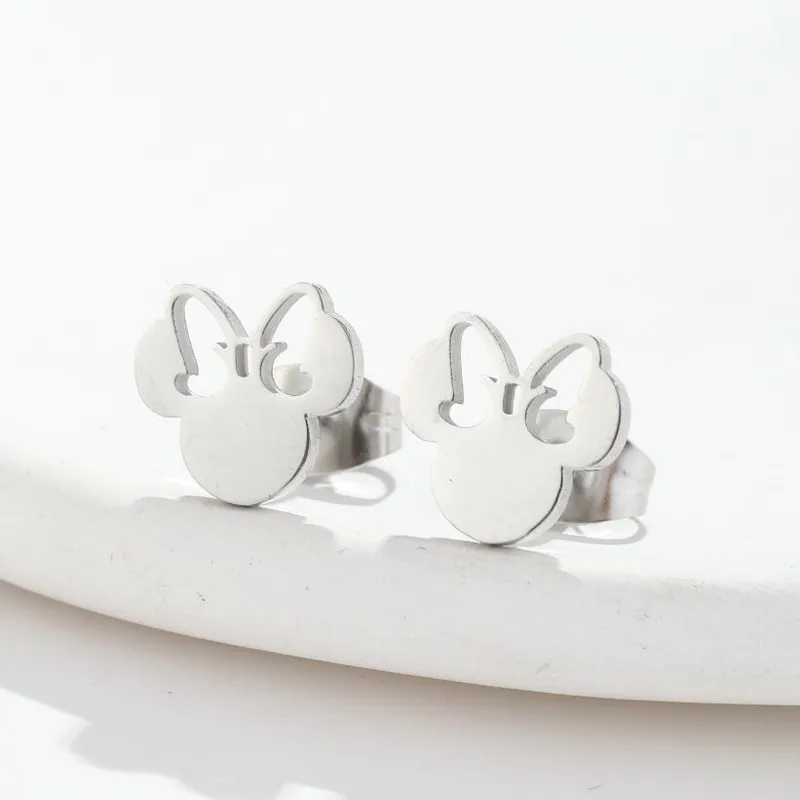 Pair Cartoon Style Cartoon Character Stainless Steel Plating Ear Studs