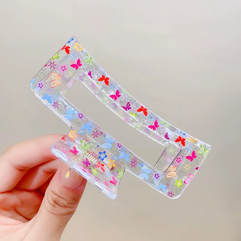 Sweet Women'S Flower Arylic Printing Hair Claws