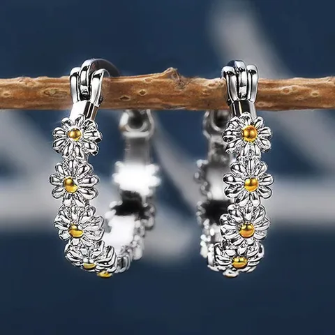 Simple Style Flower Plating Alloy Plated Earrings