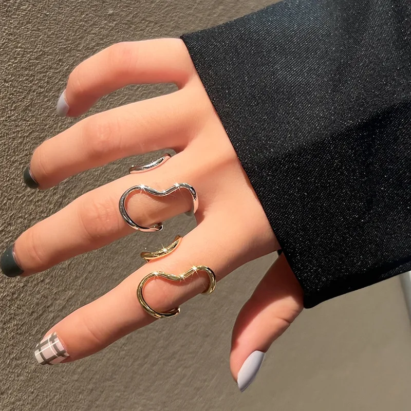 Fashion geometric silver plated plating women’s open ring