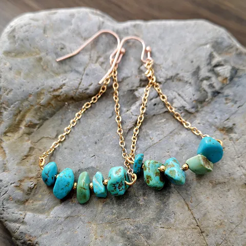 Geometric Gem Artificial Gemstones Drop Earrings