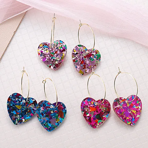 Cute Retro Sweet Heart Shape Arylic Earrings