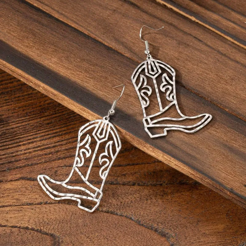 Western Cowboy Hollow Out Short Boots Women's Earrings Creative Retro Ear Jewelry Fashion Accessories