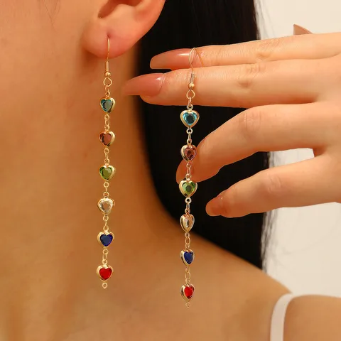 Elegant Heart Shape Plating Copper Drop Earrings