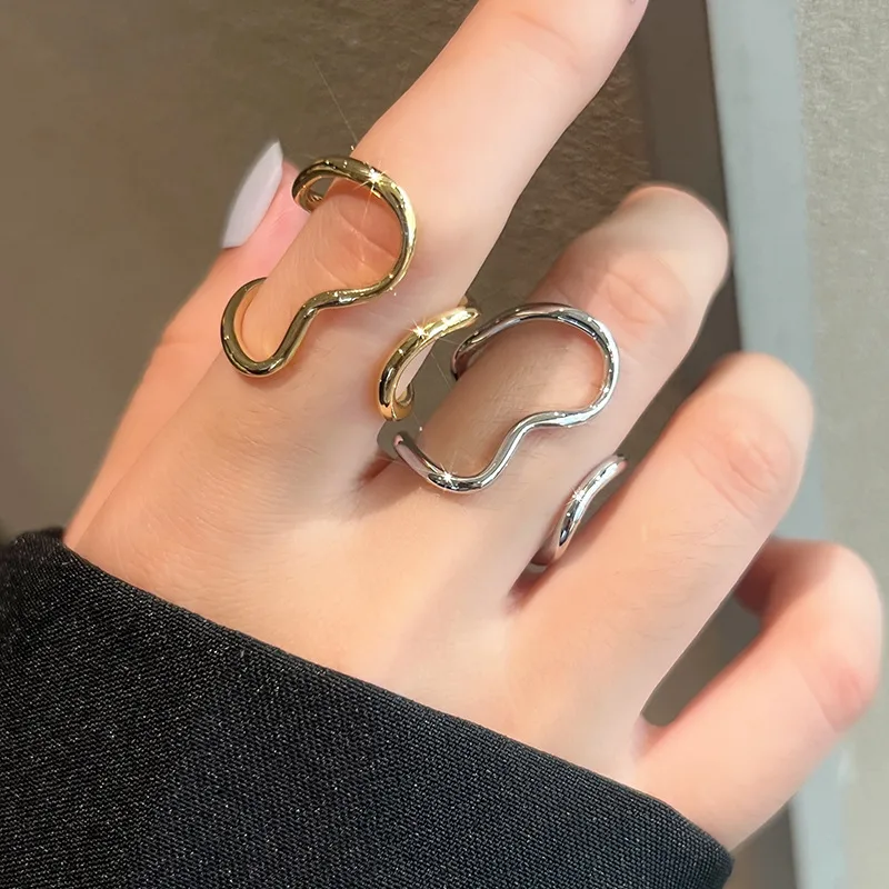 Fashion geometric silver plated plating women’s open ring