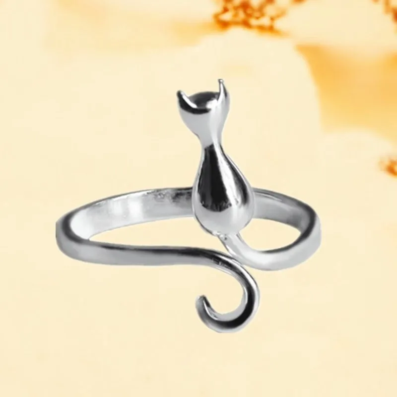Cute Animal Cat Alloy Asymmetrical Plating Open Rings