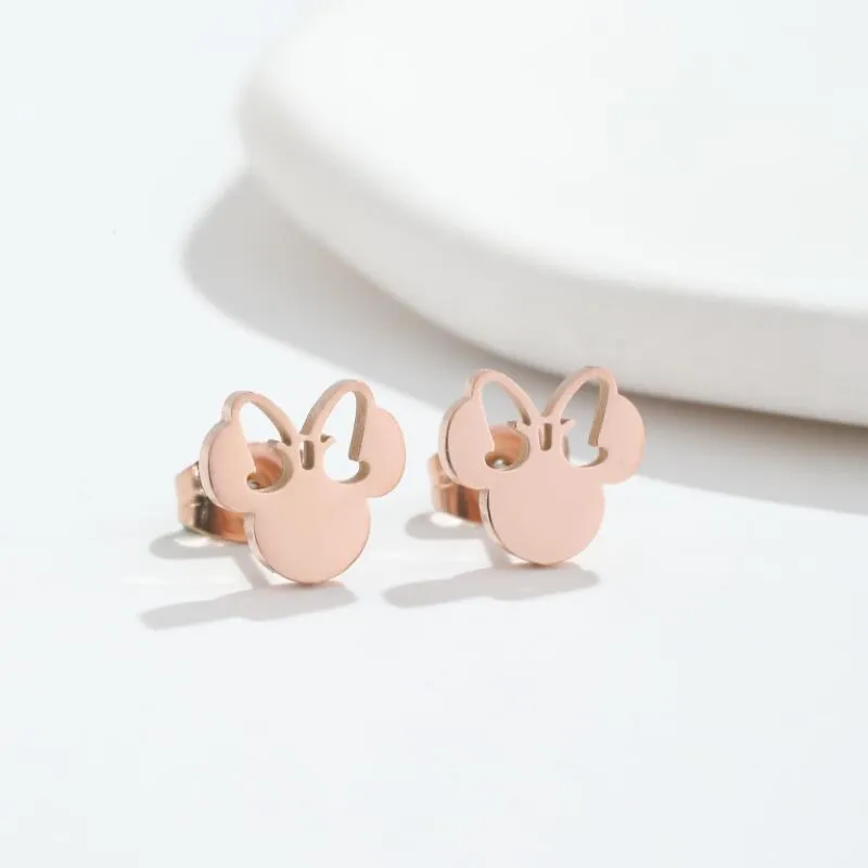 Pair Cartoon Style Cartoon Character Stainless Steel Plating Ear Studs