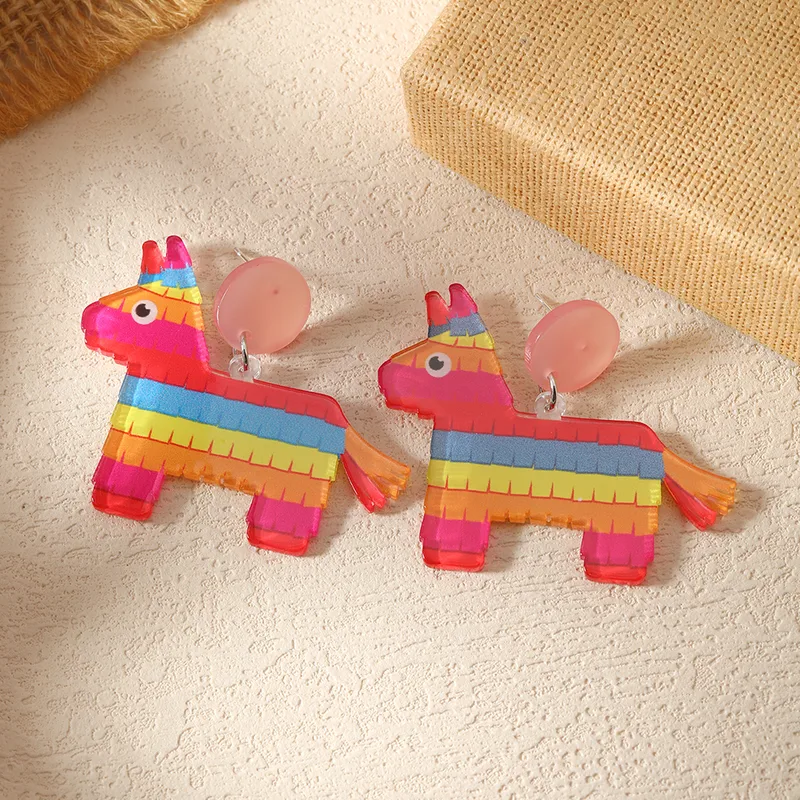 Hawaiian Vacation Animal Tassel Arylic Drop Earrings
